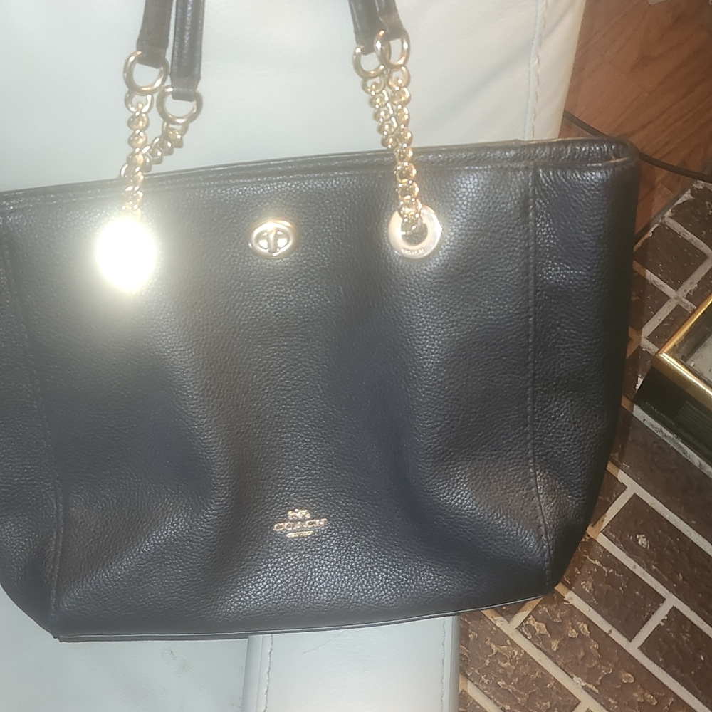 Coach Black Leather Tote Bag
